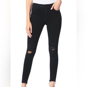 Joe’s The Charlie High Rise Skinny Ankle. Black Distressed. Size 28.